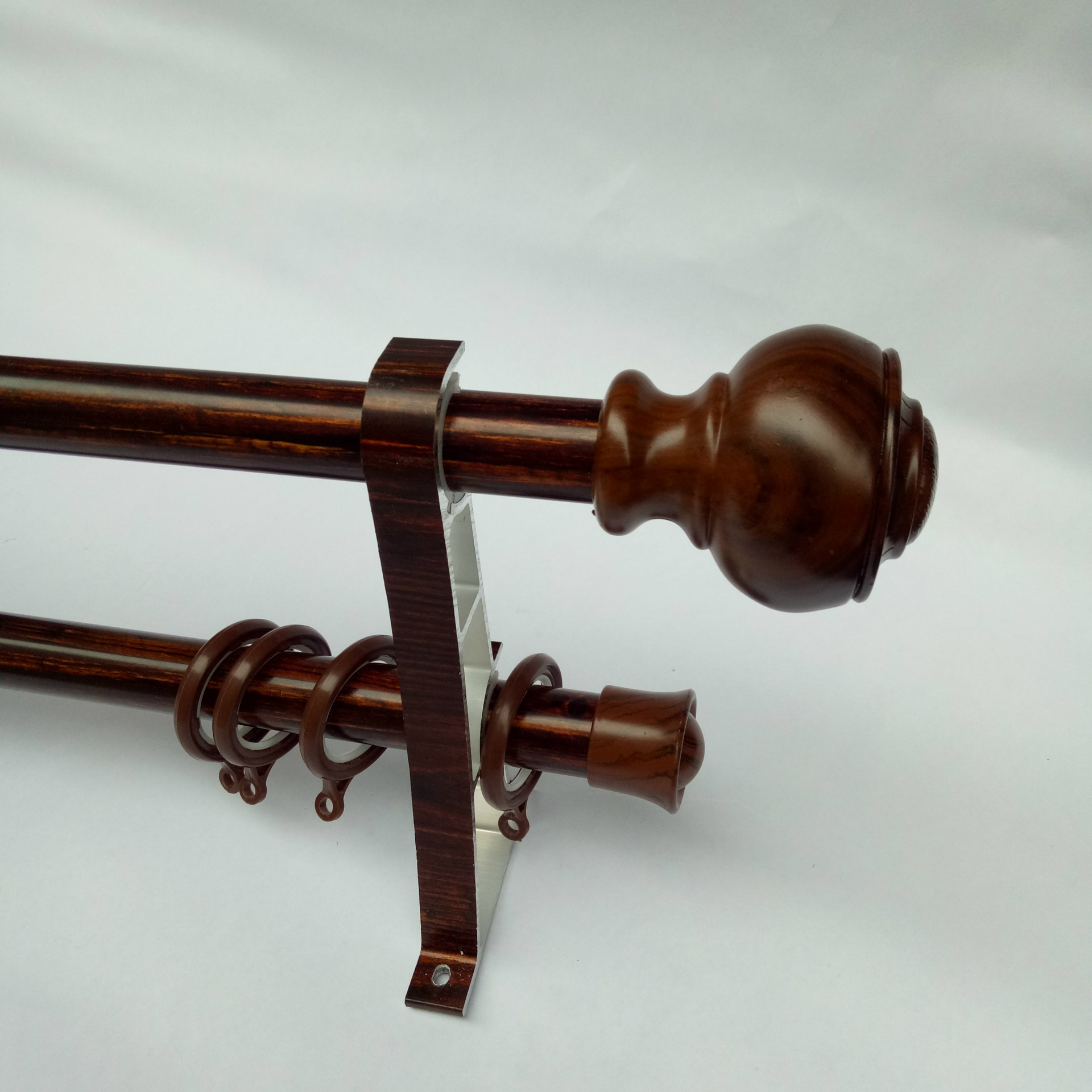 厂家直供简约窗帘杆子罗马杆单杆双杆打孔欧式铝合金窗帘轨道配件-报