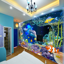 ktv客厅电视背景墙纸壁纸3d立体大型无缝壁画墙布海洋海底世界