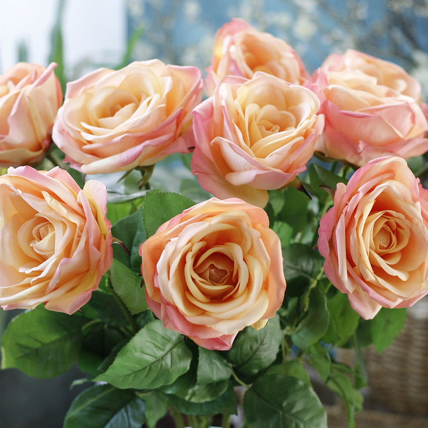 星系列 仿真花单枝手感皇后玫瑰 样板房家居装饰 高档婚庆玫瑰