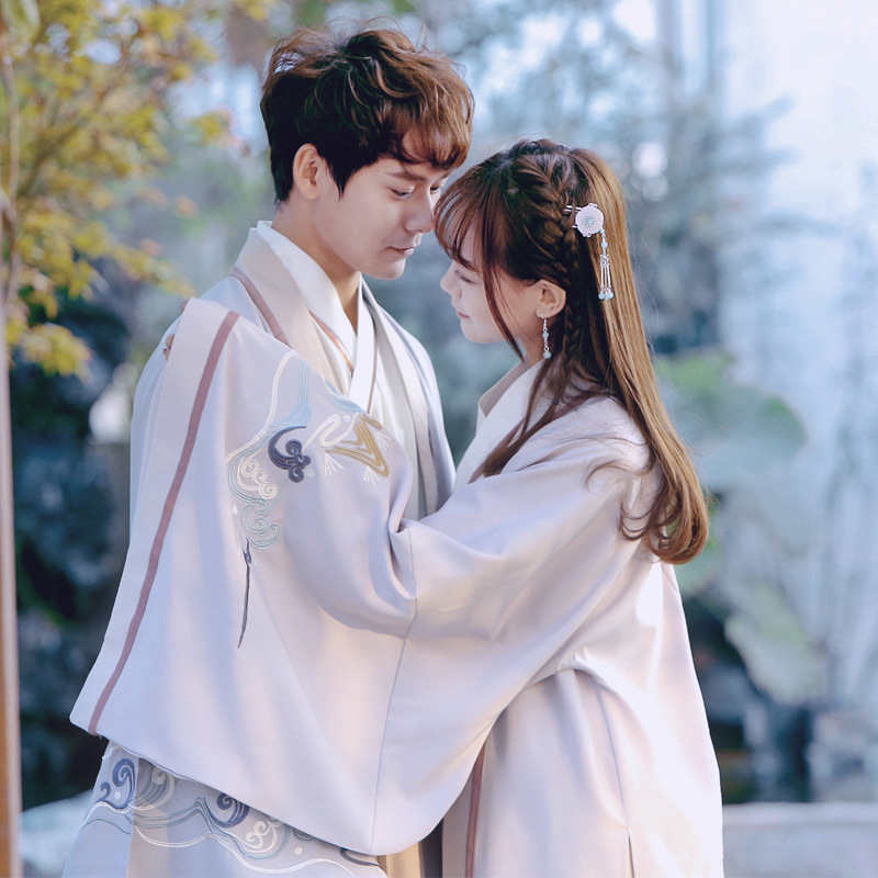 2018传统改良汉服刺绣花男女装cp情侣装大氅衣裳大袖衫长袍