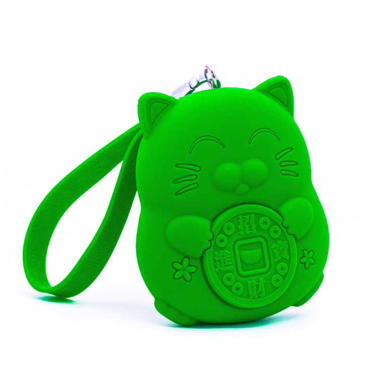 厂家现货卡通硅胶招财猫爱心零钱包耐脏防水可水洗女士小包批发