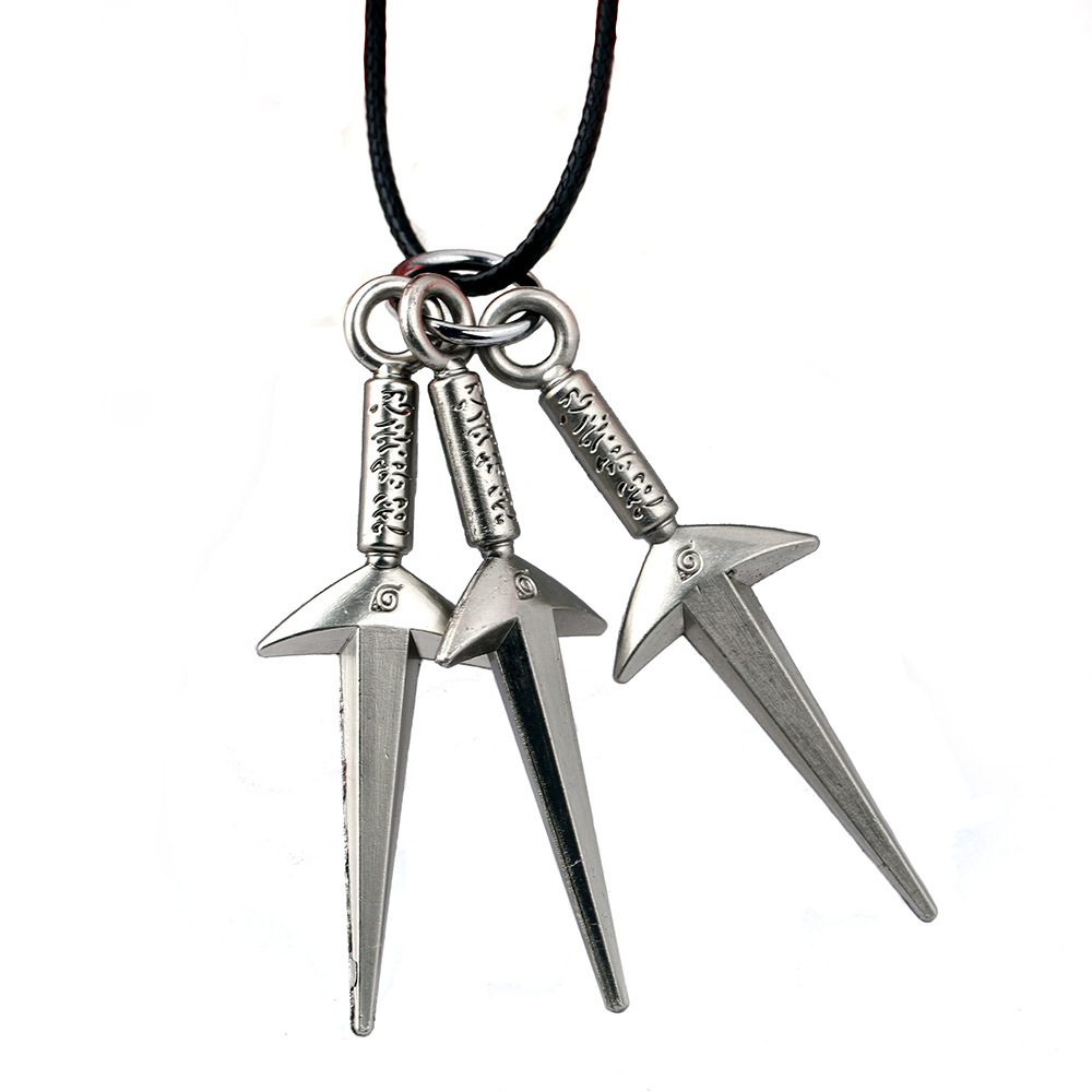 动漫周边热销 火影忍者 火影木叶标志 鸣人四代目手里剑项链批发