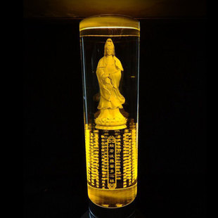 水晶内雕圆柱佛像 水晶佛教用品 寺庙寺院摆放水晶摆件 定制摆件