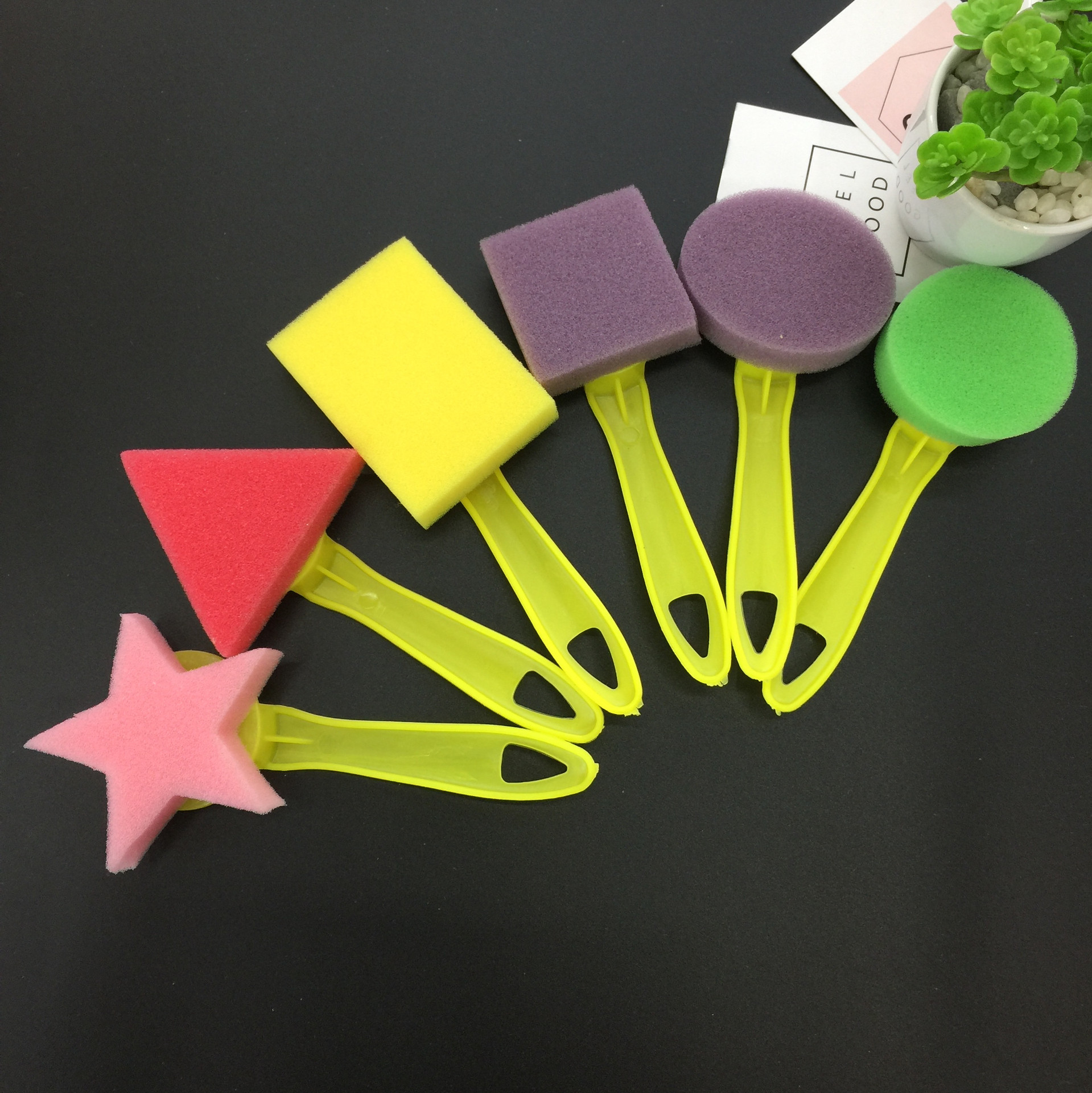 6件套几何图案海绵刷幼儿园绘画涂鸦工具儿童diy印章涂鸦美术材料