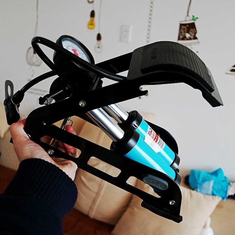 双筒脚踩脚踏打气筒高压便携式脚踏双管打气筒汽车脚踏便携充气泵