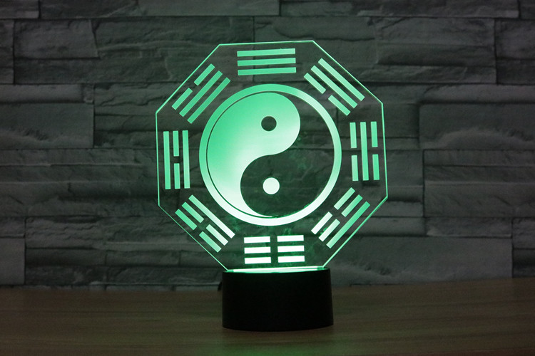 2017外贸新款八卦图3d灯 七彩触控充电led视觉灯 氛围台灯3169