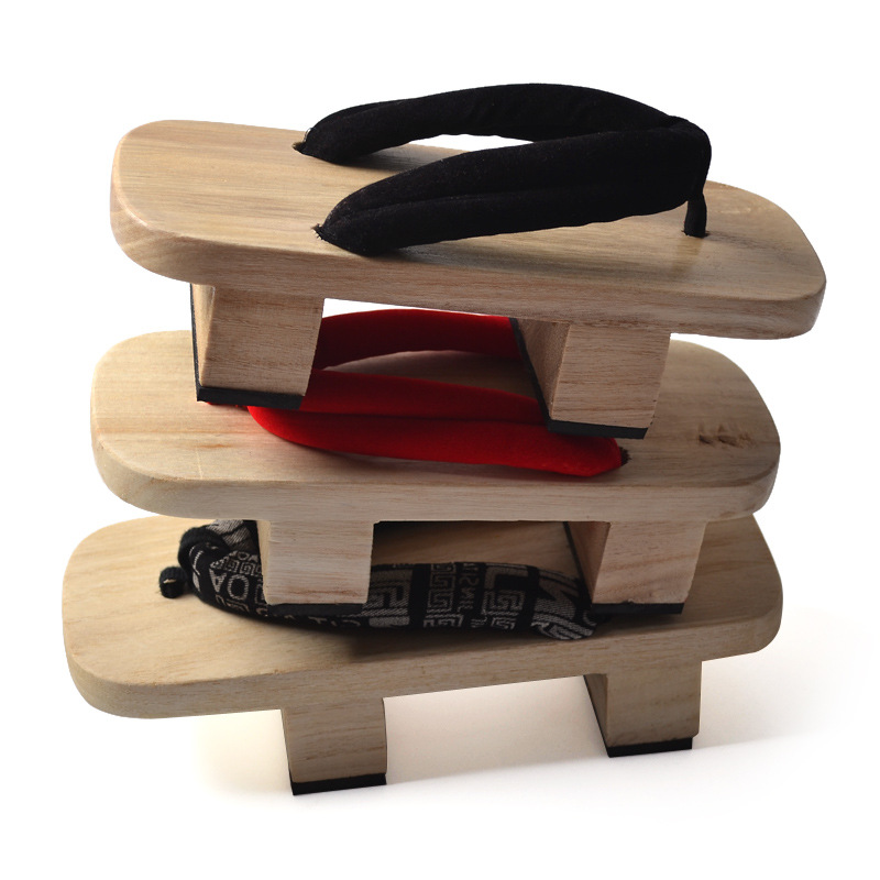 木屐女士增高拖鞋原木二齿日式木头人字拖板凳cos夹脚拖白木色