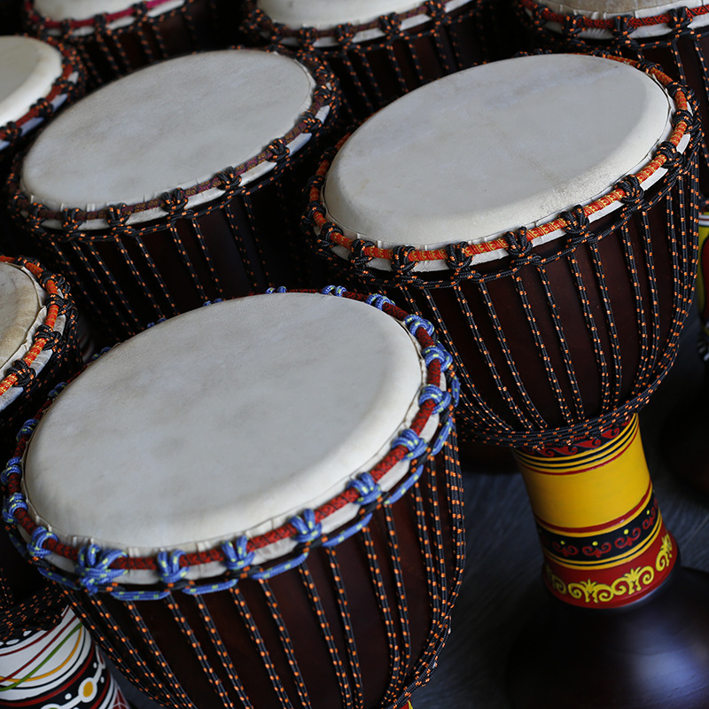 云南南乌孔雀鼓纯手工鼓标准8寸10寸12寸 整木掏空 手工彩绘手鼓