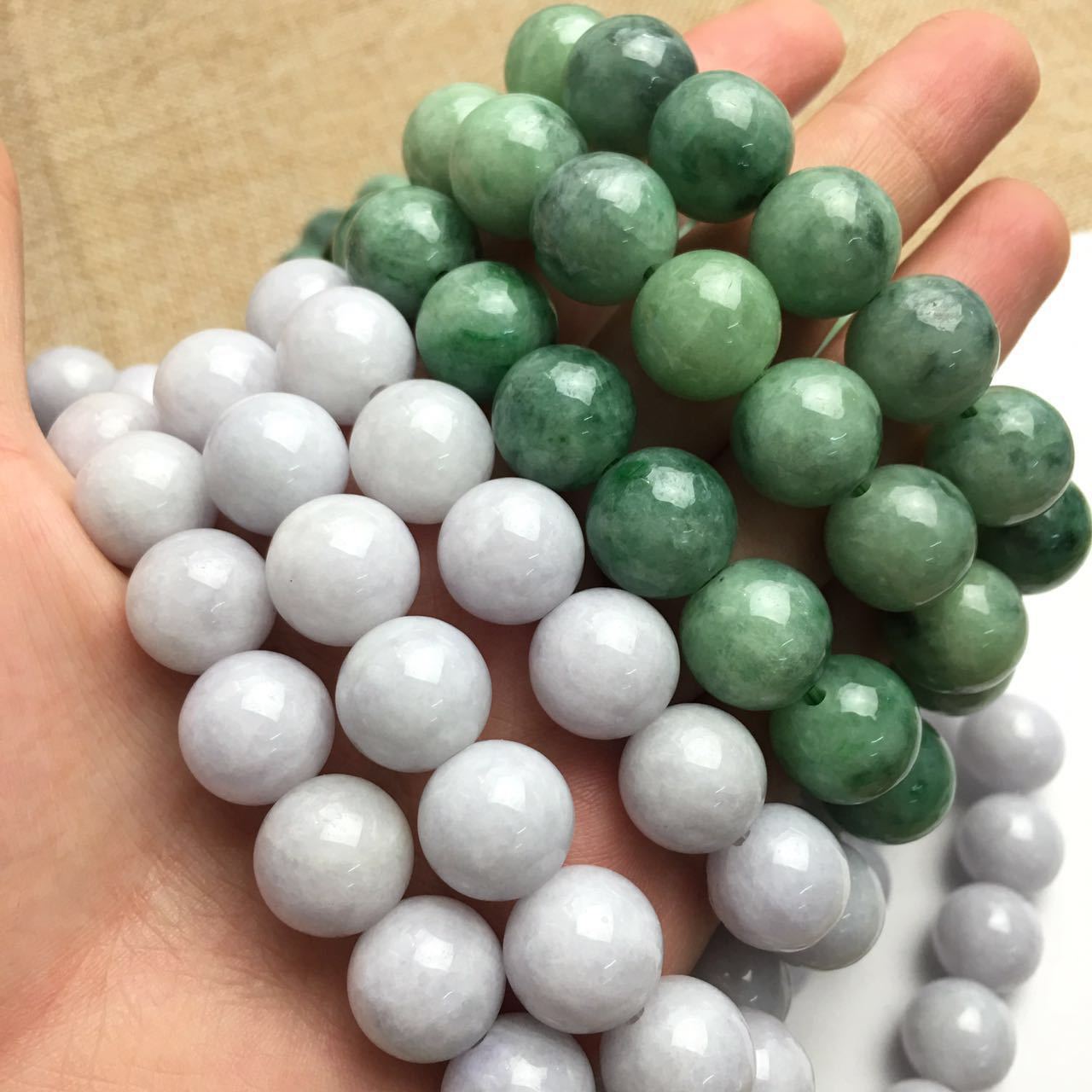 diy配件 批发 a货翡翠14mm大龙珠圆珠手链 diy散珠手链