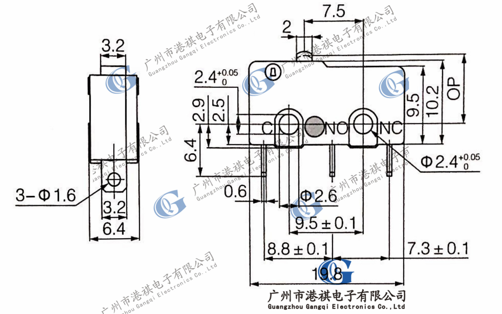 kw12 小型微动开关 热水器 电动窗帘管状电机 微型限位行程开关