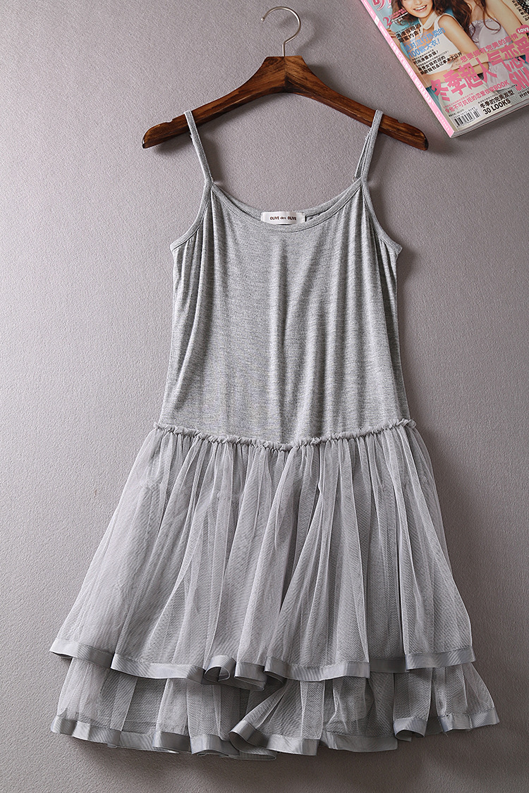 春款低腰吊带网纱女吊带连衣裙