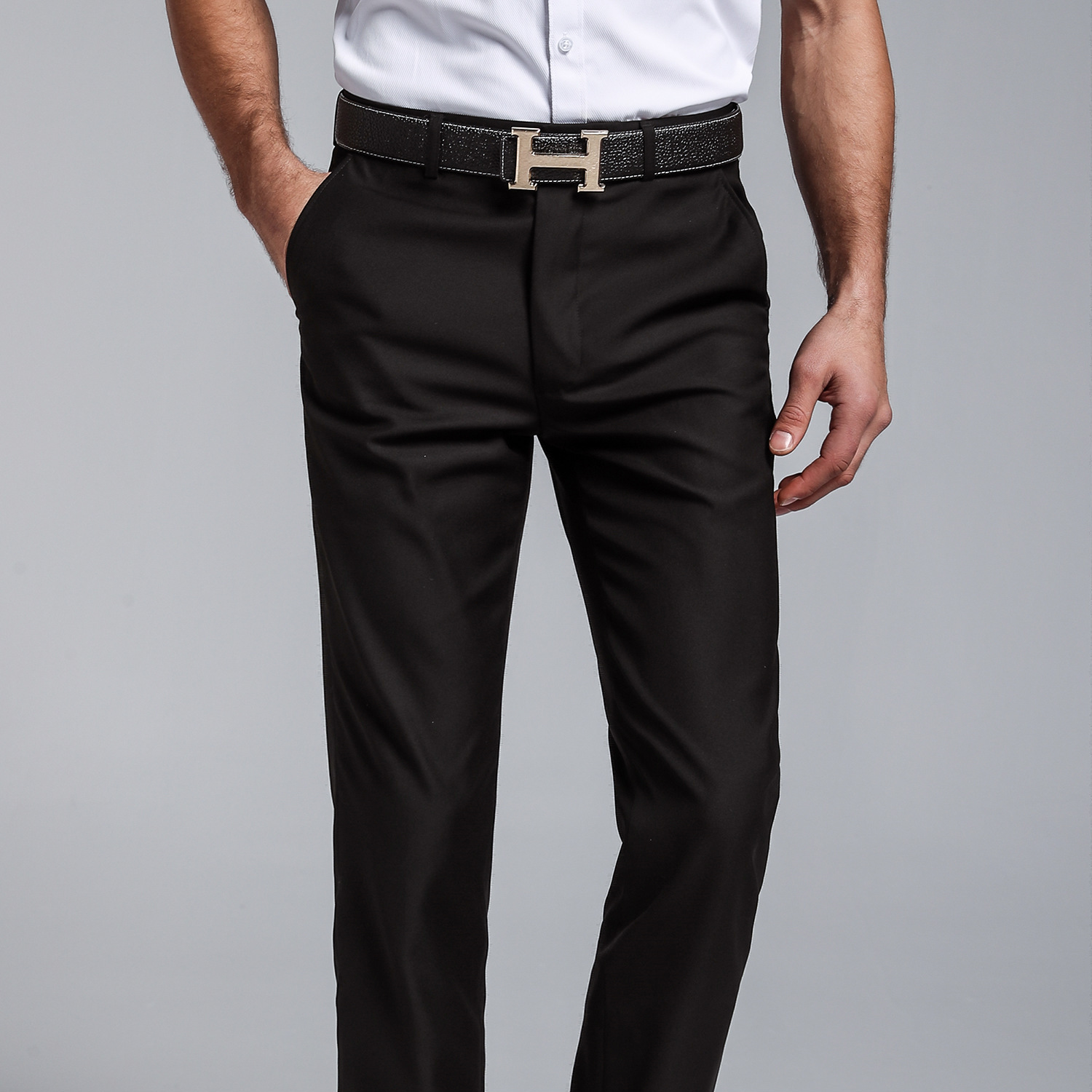 2019夏新款男西裤直筒韩版修身商务正装裤休闲男士职业西装裤免烫
