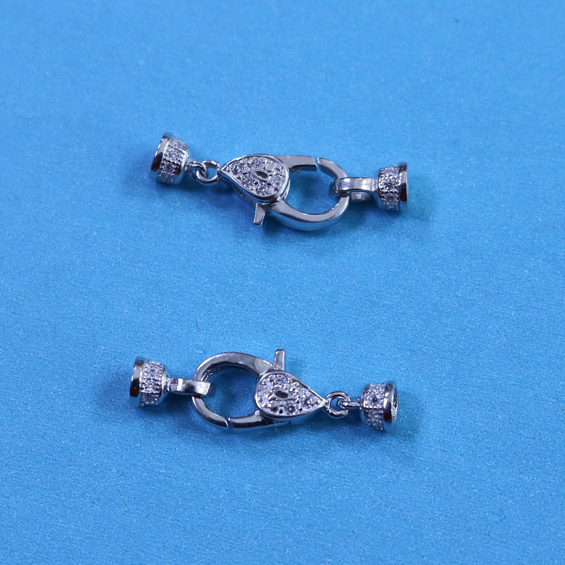 手串珍珠项链扣头s925银镶钻银扣子手链搭扣diy加工材料配件