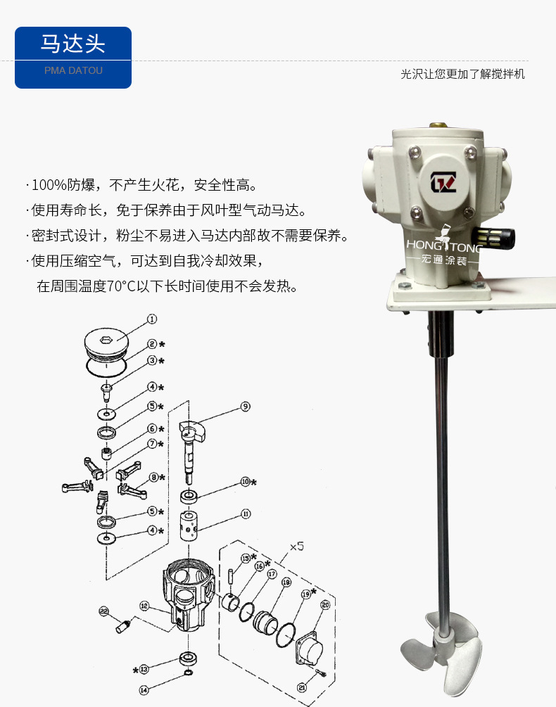 供应台湾气动搅拌机5加仑20l手动搅拌器油漆涂料手持式搅拌机
