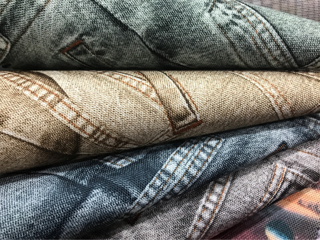 厂家直销 牛津布900dpu印牛仔裤图案 书包背包环保面料