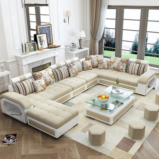 布艺沙发现代简约客厅沙发组合u型沙发大户型可拆洗沙发