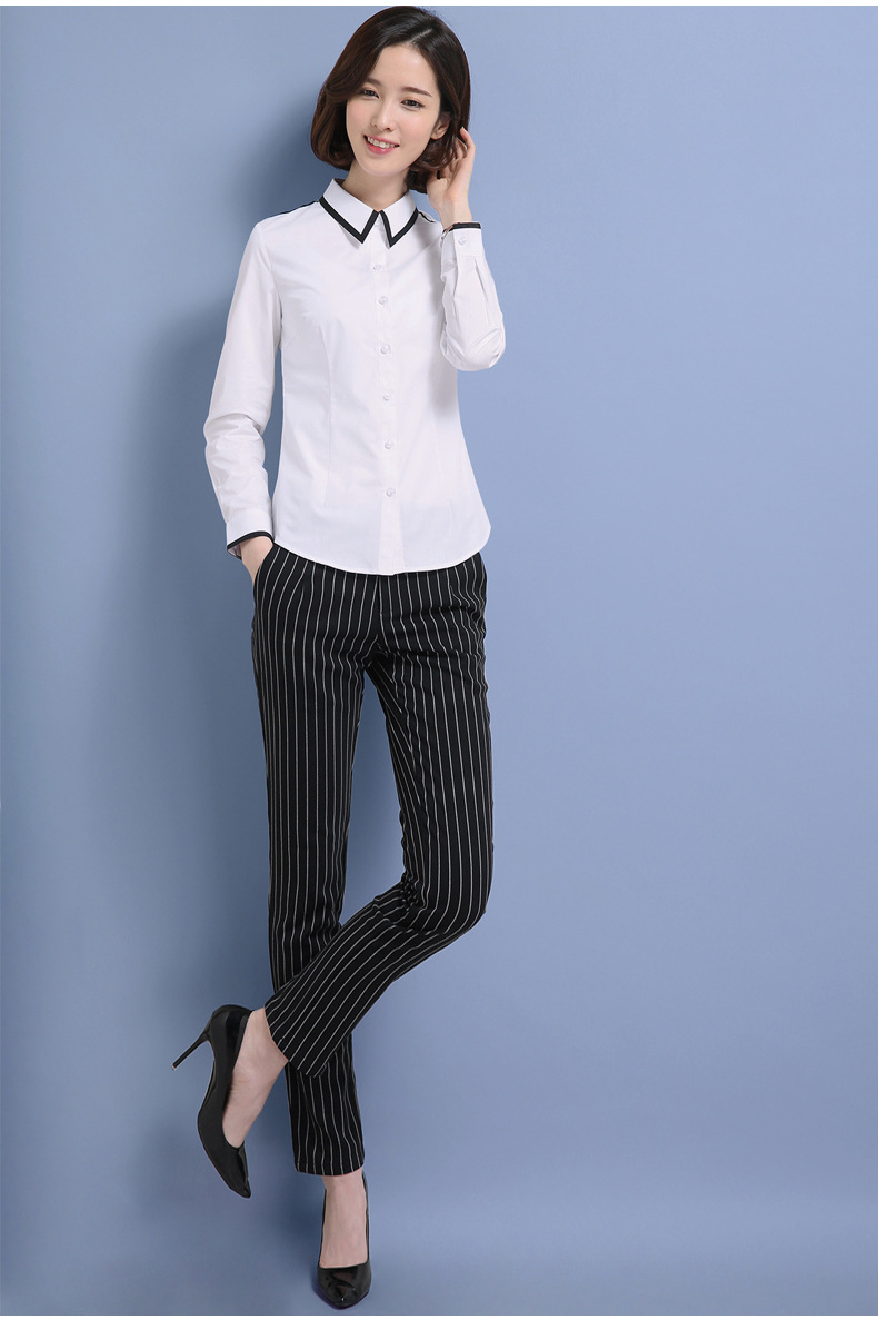 条纹裤子女西装裤女修身小直筒烟管裤ol职业女裤休闲西裤长裤正装