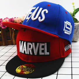 儿童帽子平沿棒球帽春夏款marvel字母鸭舌帽时尚街舞嘻哈帽外贸