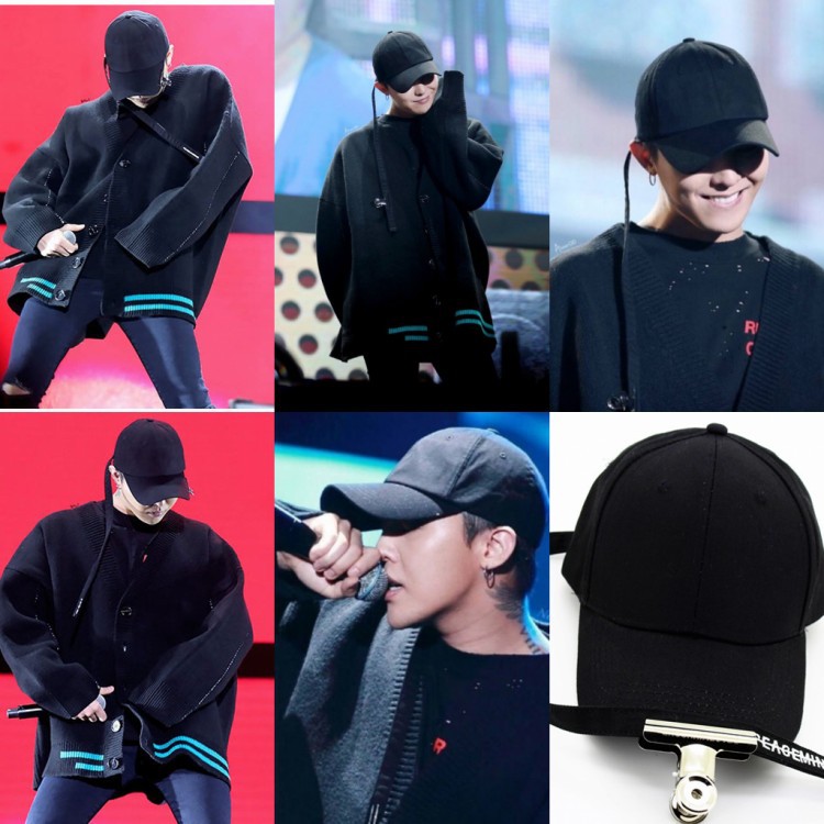 春夏季权志龙gd同款潮男女黑色夹子棒球帽子纯色长带子休闲嘻哈帽