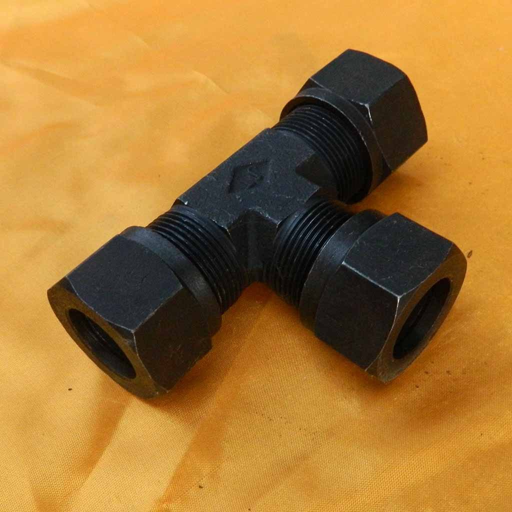 广东深圳市供应耐高温卡套式三通管接头 碳钢三通接头双卡套接头的