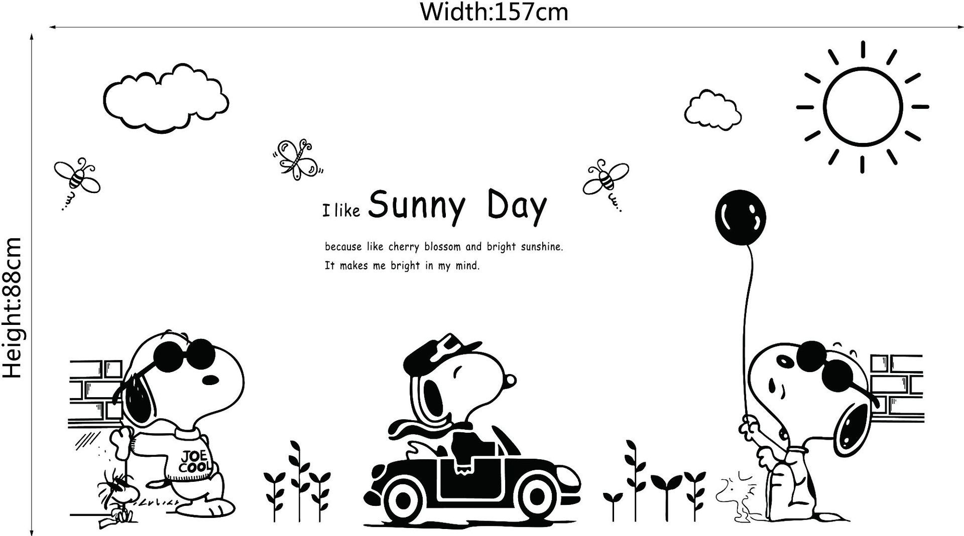 卡通史努比墙贴创意diy儿童房幼儿园美化装饰贴画pvc防水壁画批发