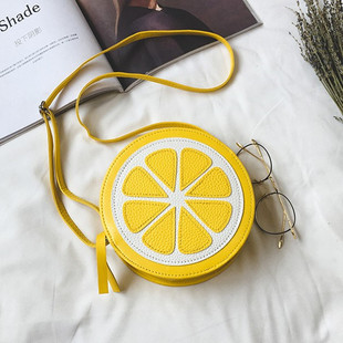 批发女包韩版新款ulzzang橘子小圆包可爱童趣味小包桔子拼接包包
