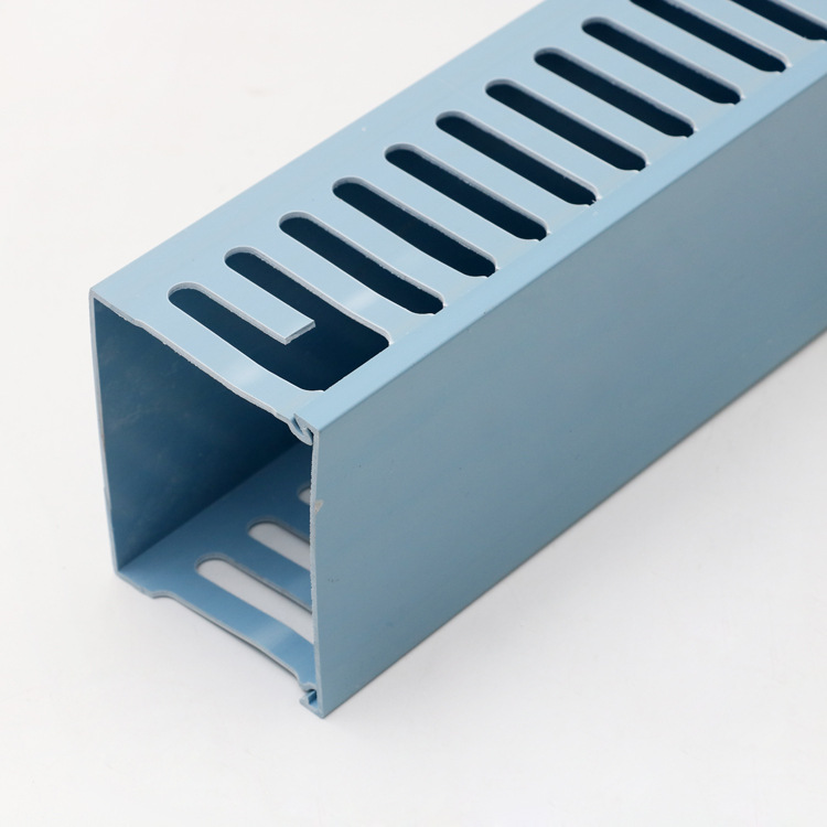 pvc塑料线槽80*100蓝色阻燃开口u型配电箱理线槽电线电缆布线槽