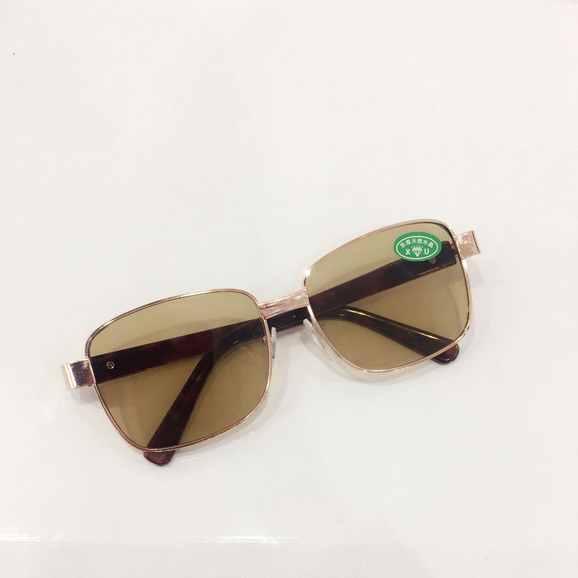 人造东海水晶平光镜无框全框半框金属架护目养眼镜