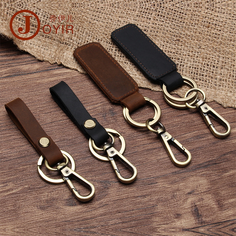 Original Cool Handmade Genuine Leather Keychain Vintage Cowhide Car Key Ring Little Creative Gifts Crafts