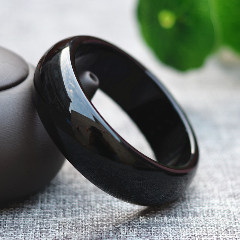 批发黑色玛瑙手镯 加宽加厚镯子女人玉饰品饰送长辈礼品