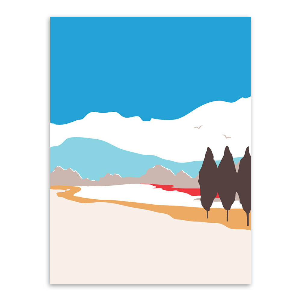 外贸新款相框画芯定制北欧简约小清新四季风景组合装饰画海报