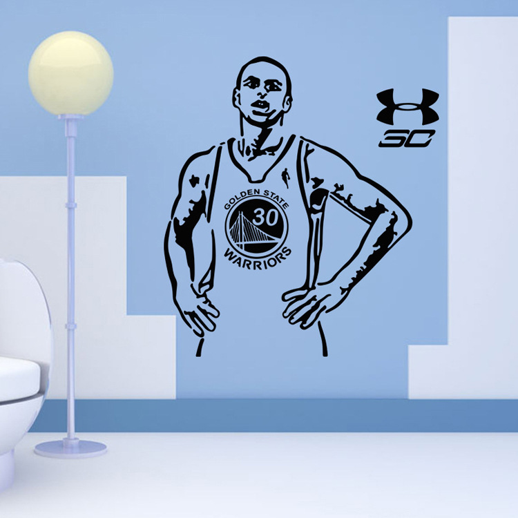 厂家批发运动篮球高手库里灌篮30号客厅装饰pvc墙贴纸
