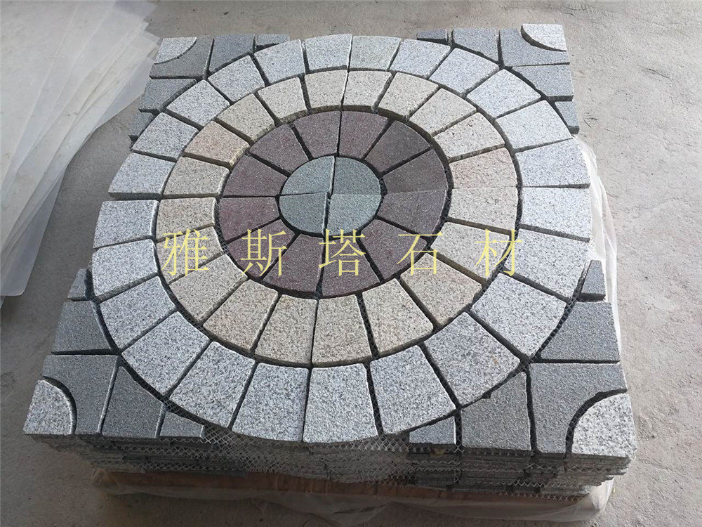 红色花岗岩室外小方块拼花 路沿石 室外路面规格厚板 支持定制