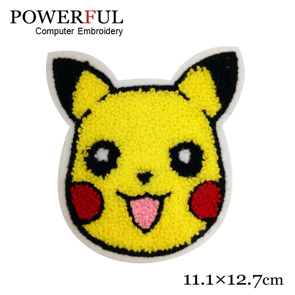 厂家订制 神奇宝贝精灵宝可梦皮卡丘毛巾绣花章 童装衣裤布贴辅料