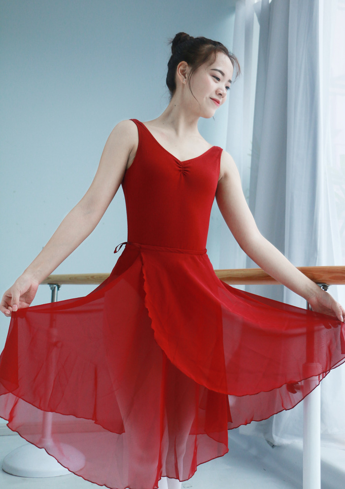 批发成人舞蹈练功服女芭蕾舞蹈裙系带雪纺纱教师一片裙演出腰围裙