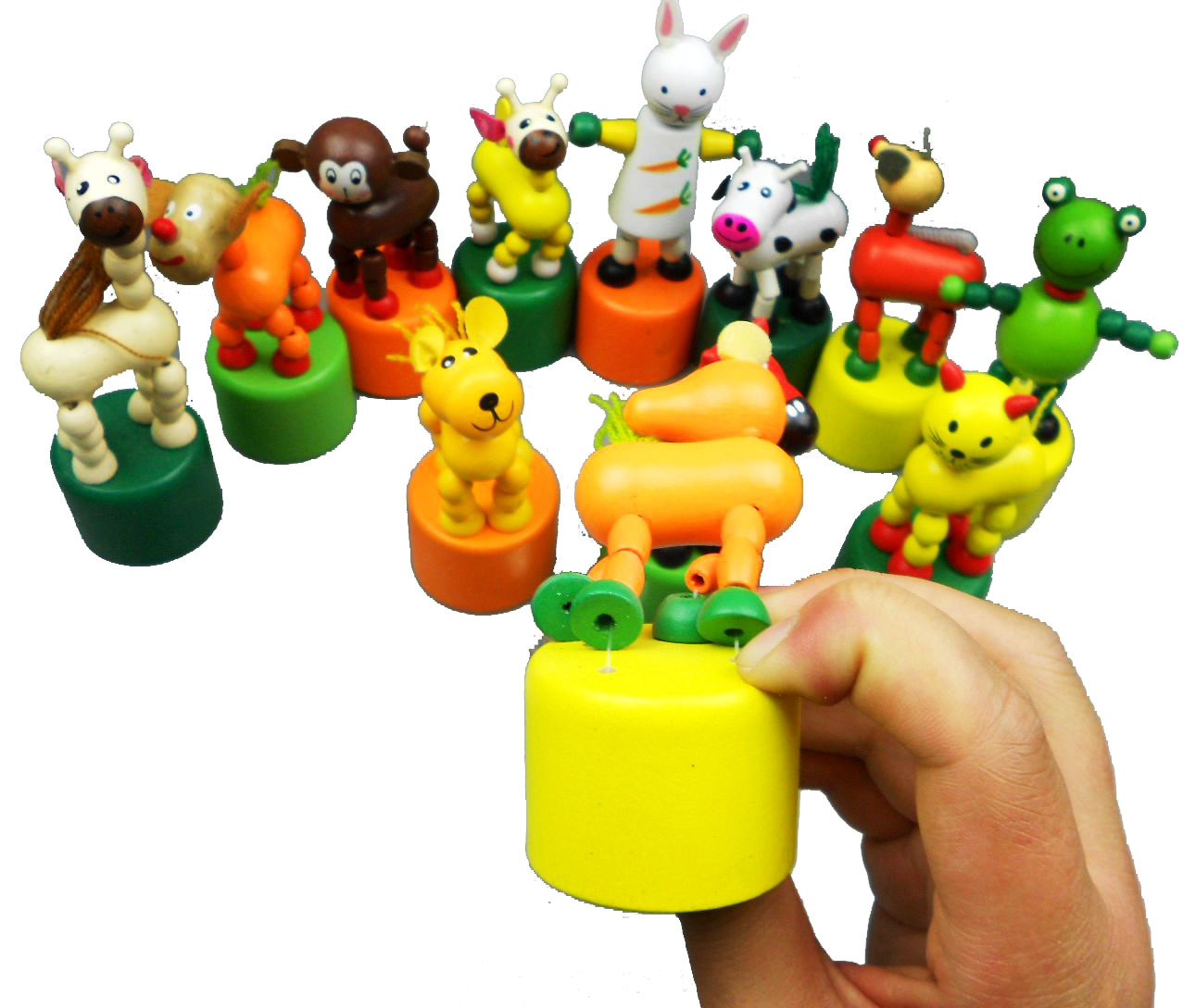 摇滚动物 动物木桶 木制儿童玩具 摇摆动物 趣味玩具 拇指玩具