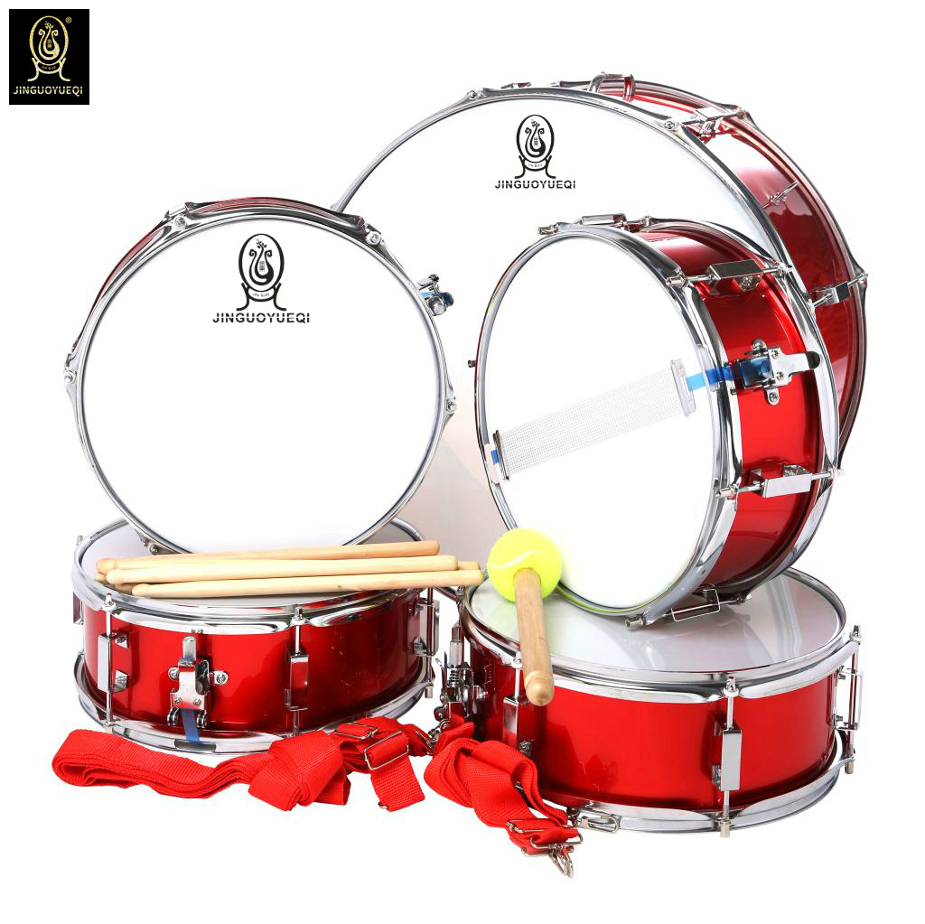 金果乐器成套鼓22英寸红双音鼓大军鼓小军鼓少先队大鼓 高档军鼓