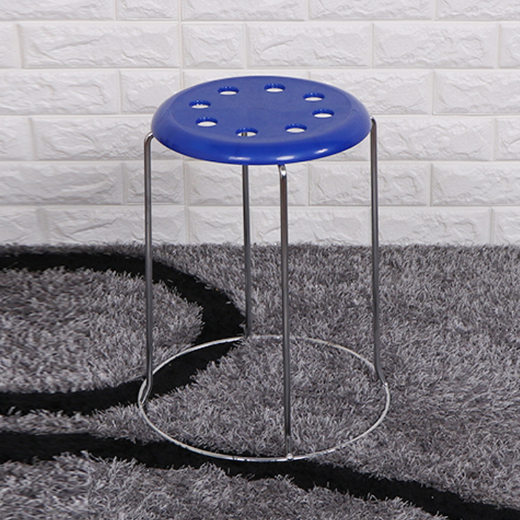 实心钢筋圆凳八孔四连简易圆凳子夜市摆摊金属套凳收纳塑料壳餐凳