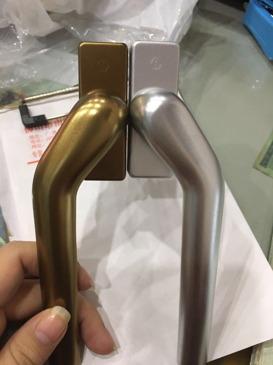 德国好博hoppe歪柄执手0710金刚网窗纱一体把手 铝合金执手批发