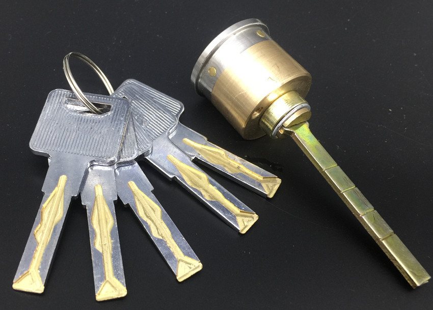 b级叶片锁头全铜单面叶片锁头挂铬钥匙外装门锁芯