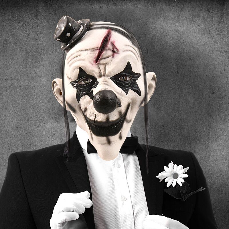 恶魔小丑面具乳胶恐怖鬼吓人搞怪面具万圣节密室逃脱道具批发