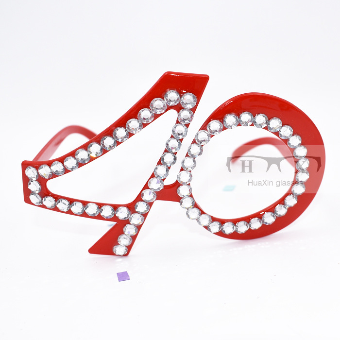 40周年纪念日 数字40 周岁 派对舞会眼镜搞怪眼镜