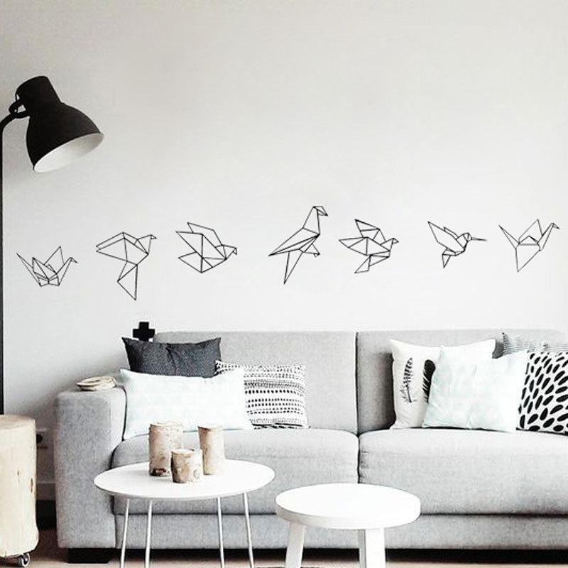 精雕墙贴纸千纸鹤创意儿童房客厅卧室背景装饰画厂家批发ks088