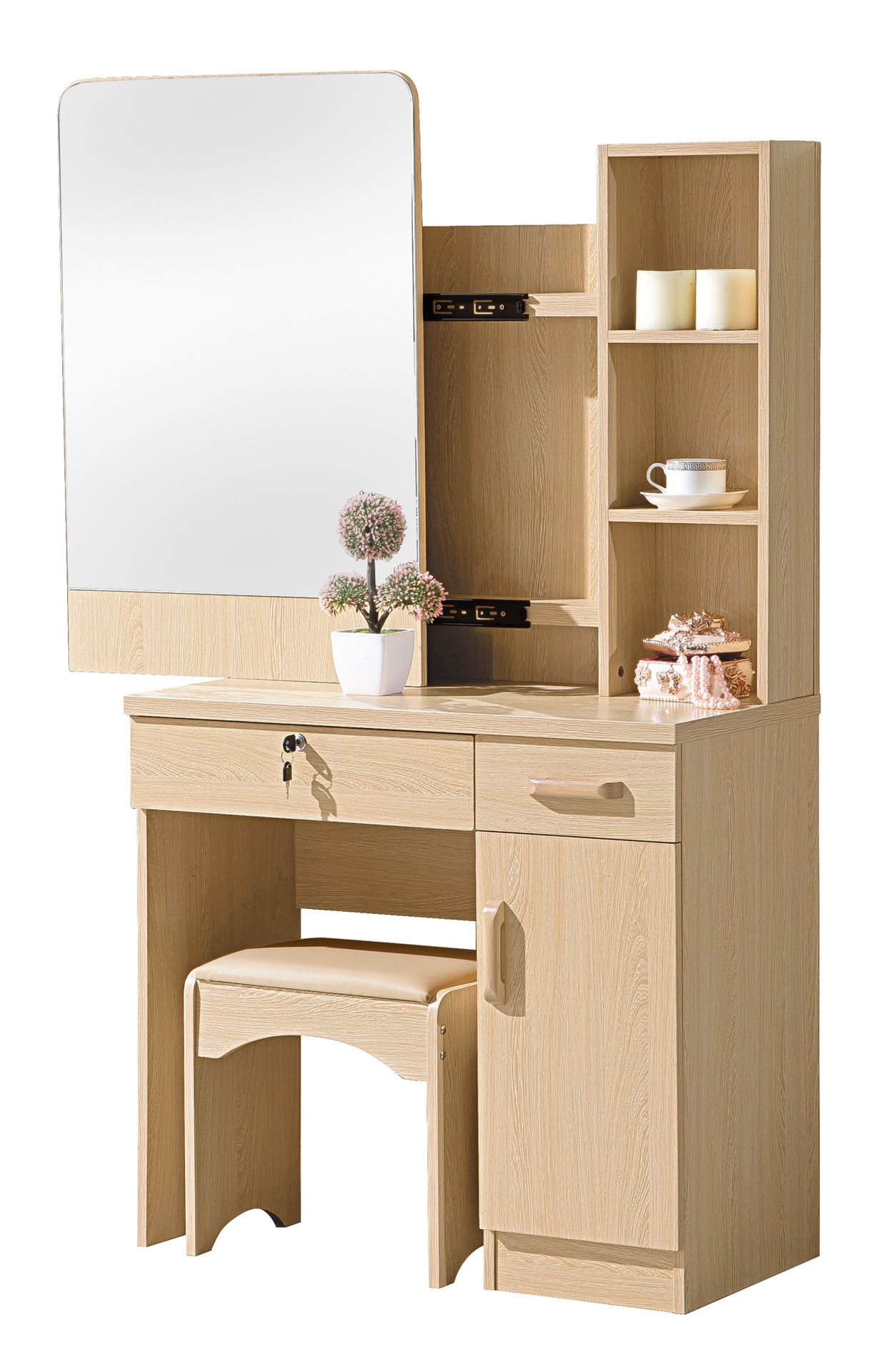 工厂直销现代卧室家具板式化妆台 古典中式带凳子板式梳妆台