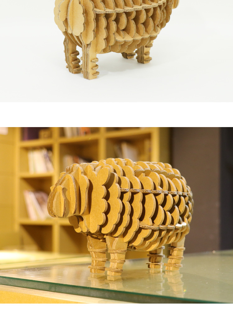 绵羊diy动物拼装纸工艺品益智乐趣教育认知创意3d感知结构拼件