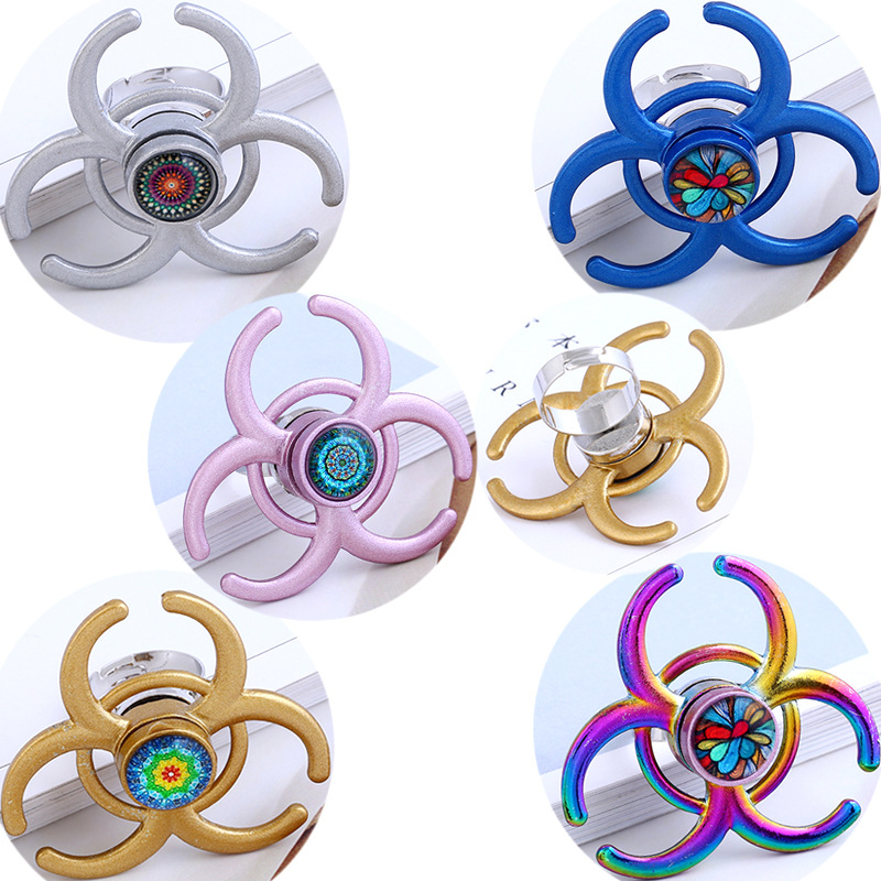 戒指陀螺炫彩合金创意陀螺金属手饰女复古开口指环欧美饰品可旋转