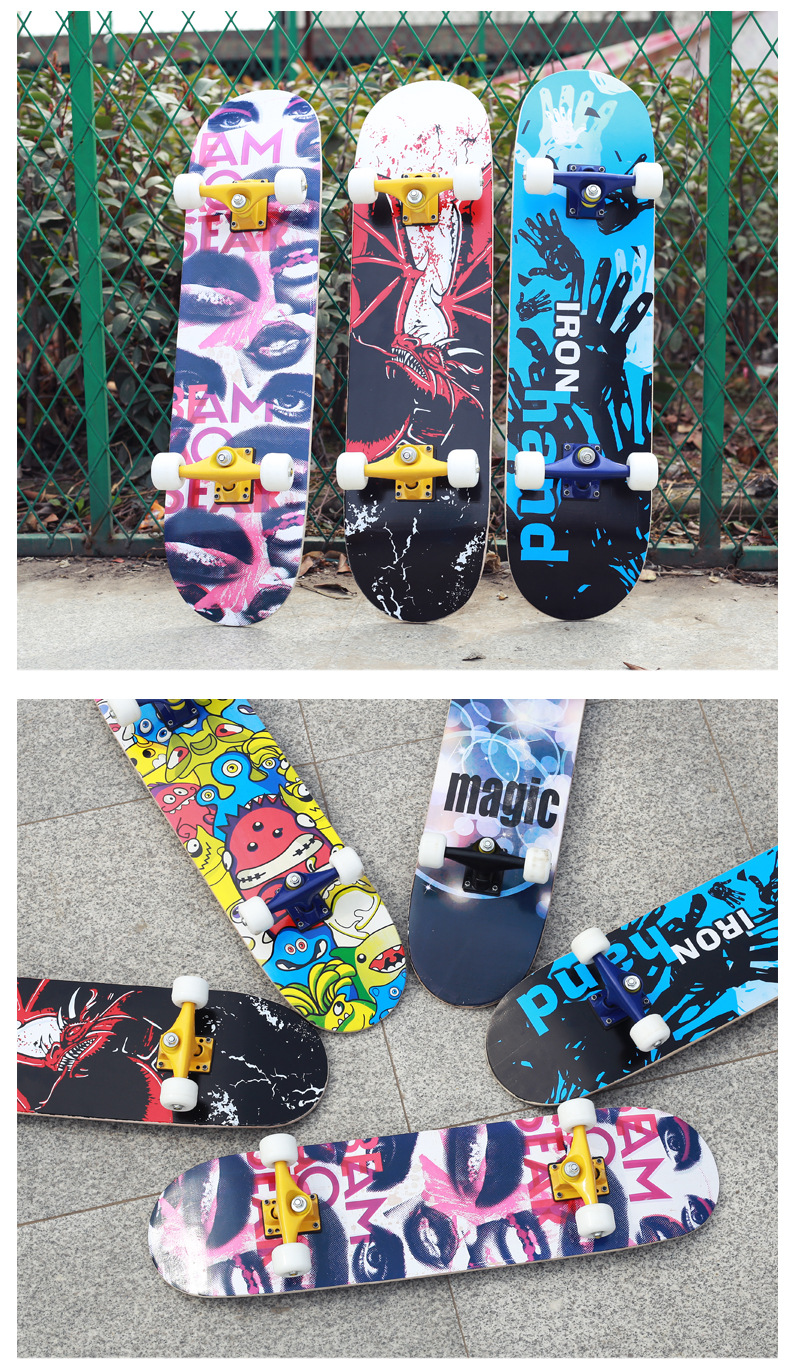 新品批发成人凹板31087层枫木pu轮双翘滑板户外运动代步板低价-滑板