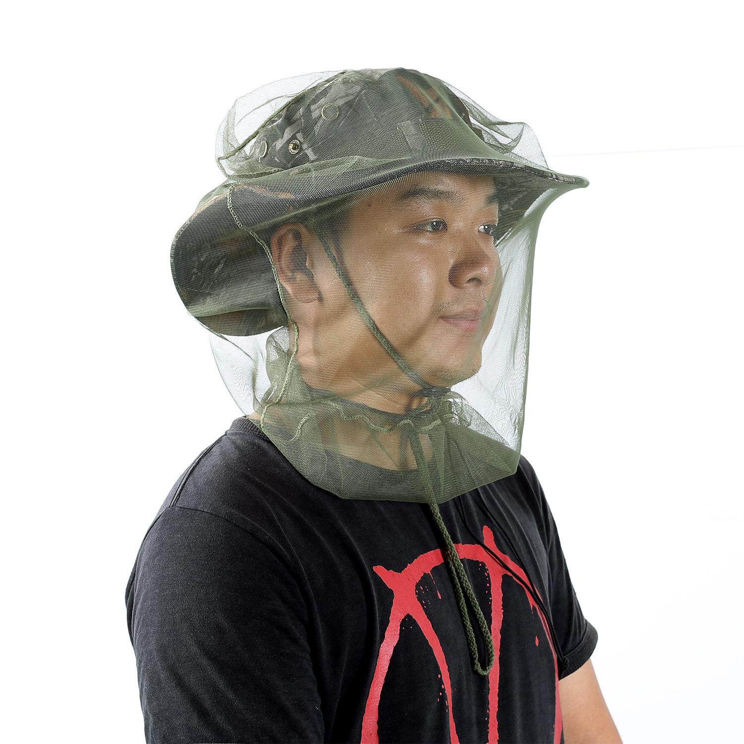 跨境专供 户外丛林探险作业 防蚊虫护头网 防蚊纱网面罩 防虫头套