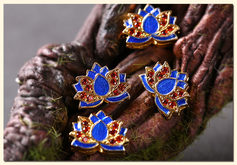 纯铜滴油仿景泰蓝饰品配件 鎏金边藏式莲花隔珠 diy菩提串珠间隔