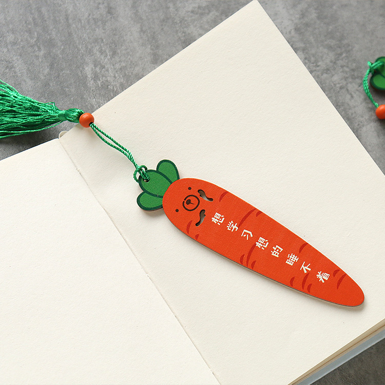 中国风榉木胡萝卜潮语书签古典书签创意手工文艺复古送朋友礼物